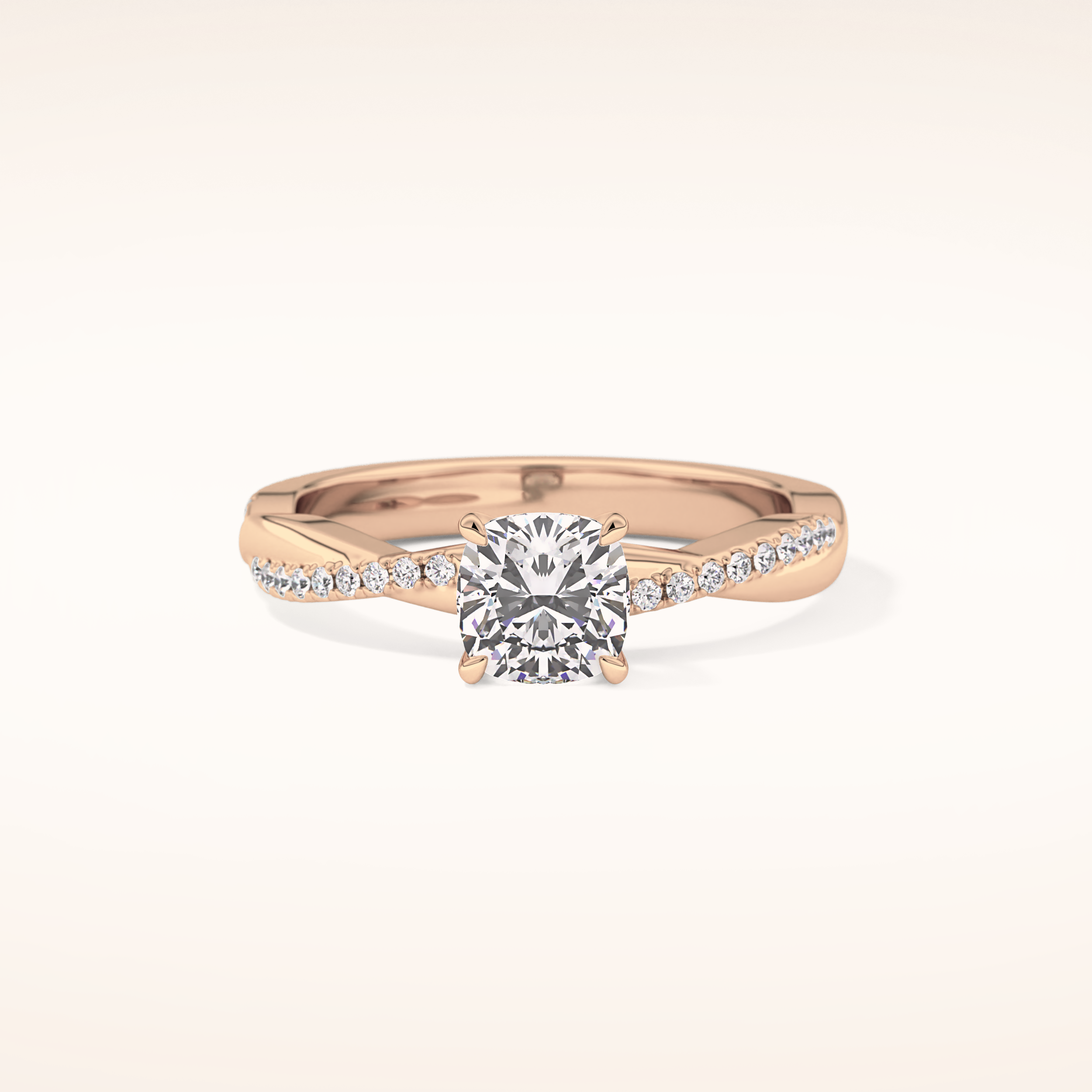 0.86 CT Cushion Shaped Criss-Cross Pave Moissanite Engagement Ring