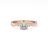 Cushion Criss Cross Pave Lab Grown Diamond Engagement Ring