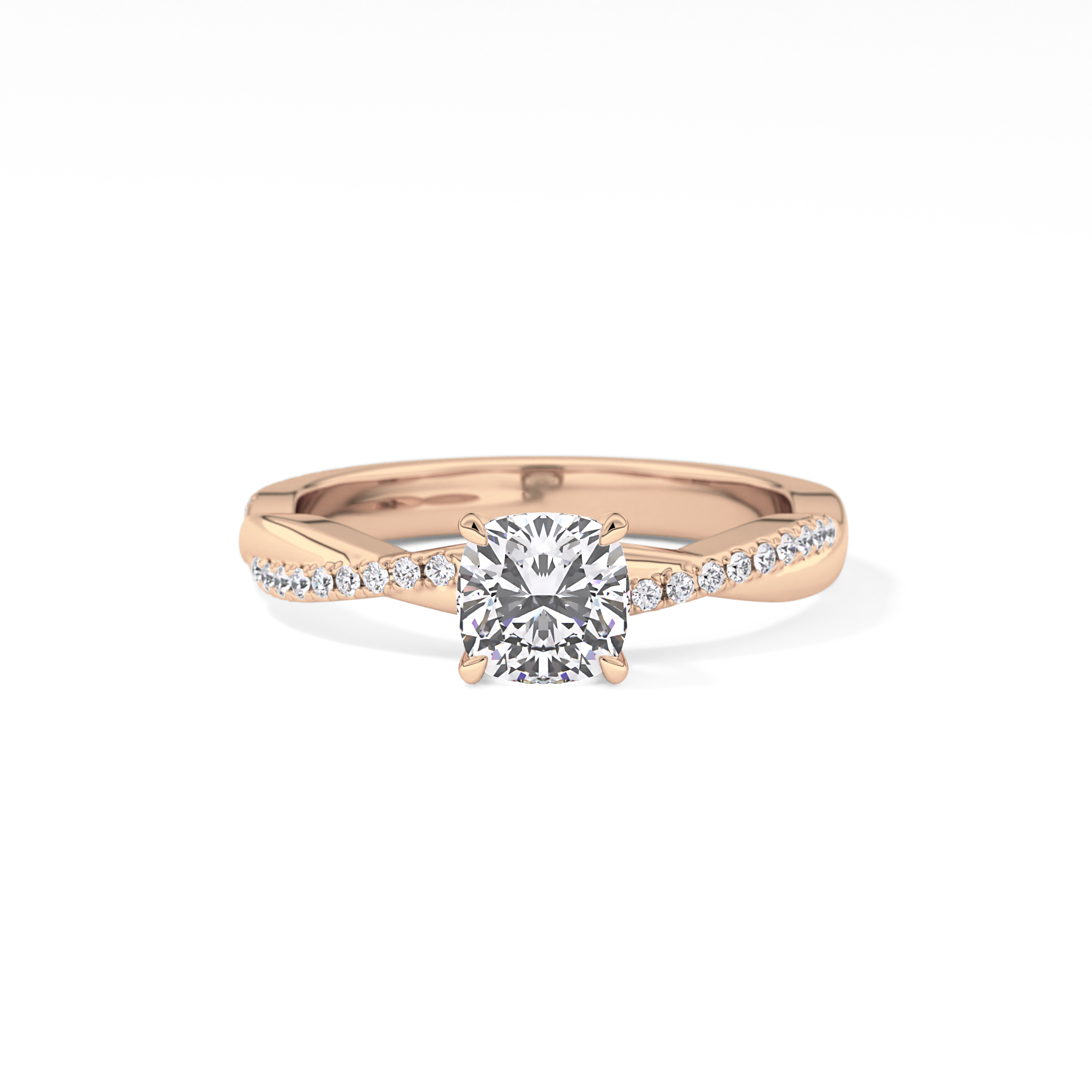 Cushion Criss Cross Pave Lab Grown Diamond Engagement Ring