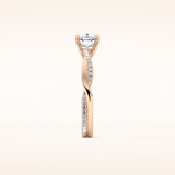 0.86 CT Cushion Shaped Criss-Cross Pave Moissanite Engagement Ring