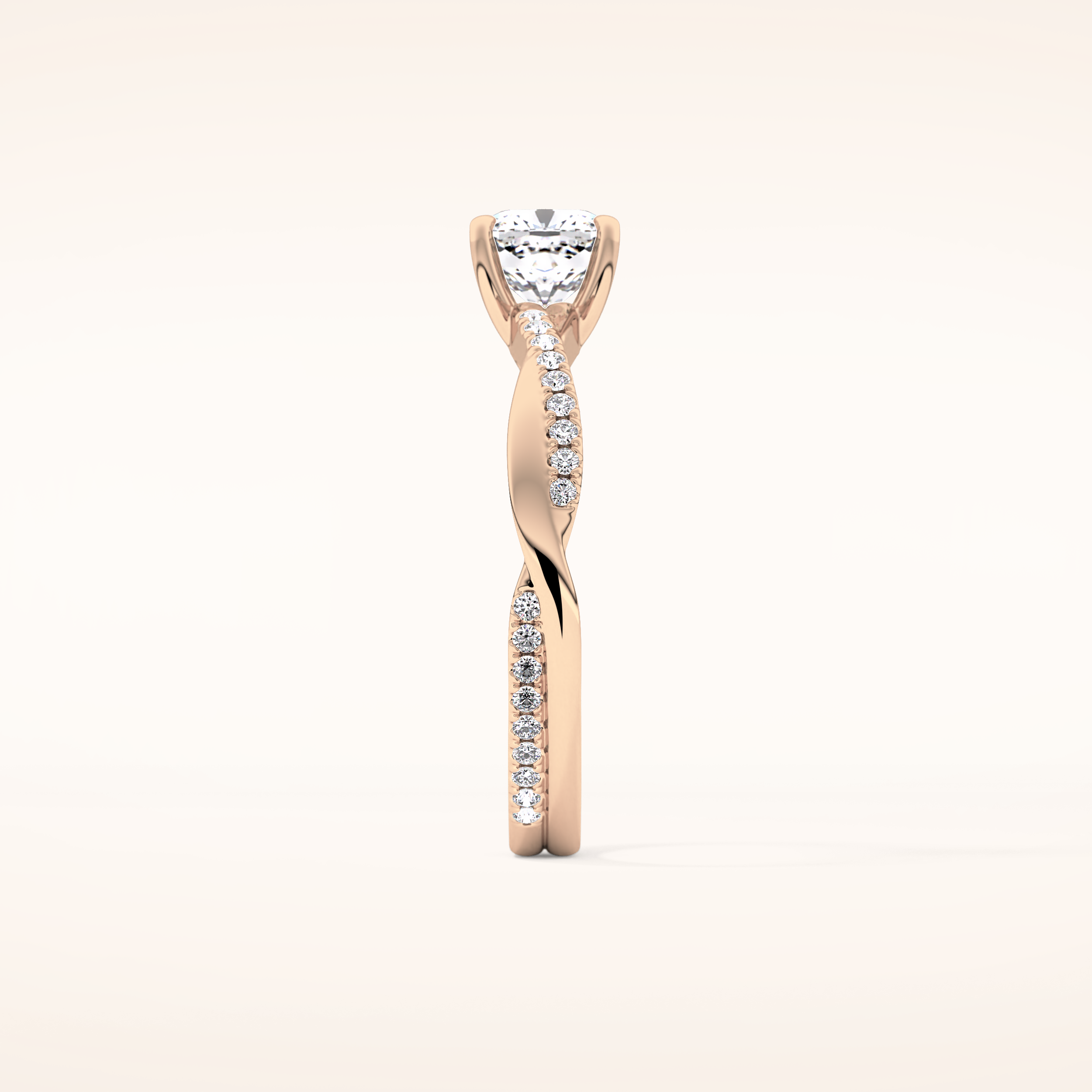 0.86 CT Cushion Shaped Criss-Cross Pave Moissanite Engagement Ring