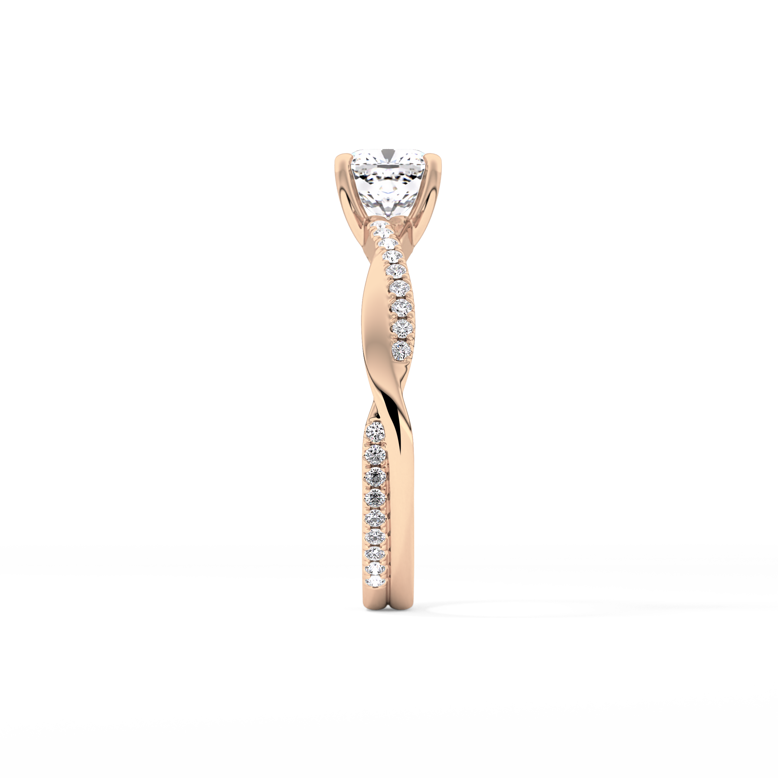 Cushion Criss Cross Pave Lab Grown Diamond Engagement Ring