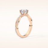 0.86 CT Cushion Shaped Criss-Cross Pave Moissanite Engagement Ring