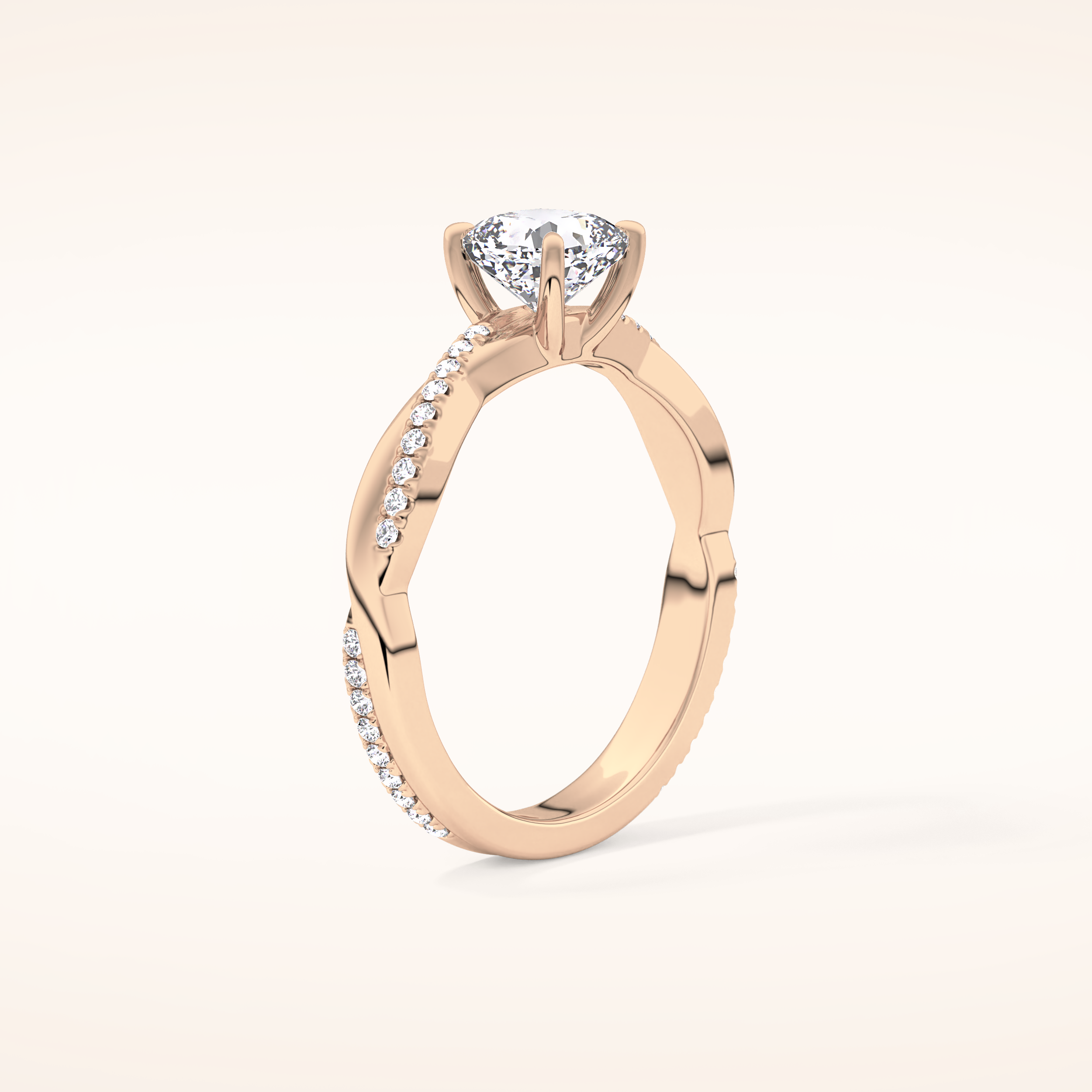 0.86 CT Cushion Shaped Criss-Cross Pave Moissanite Engagement Ring