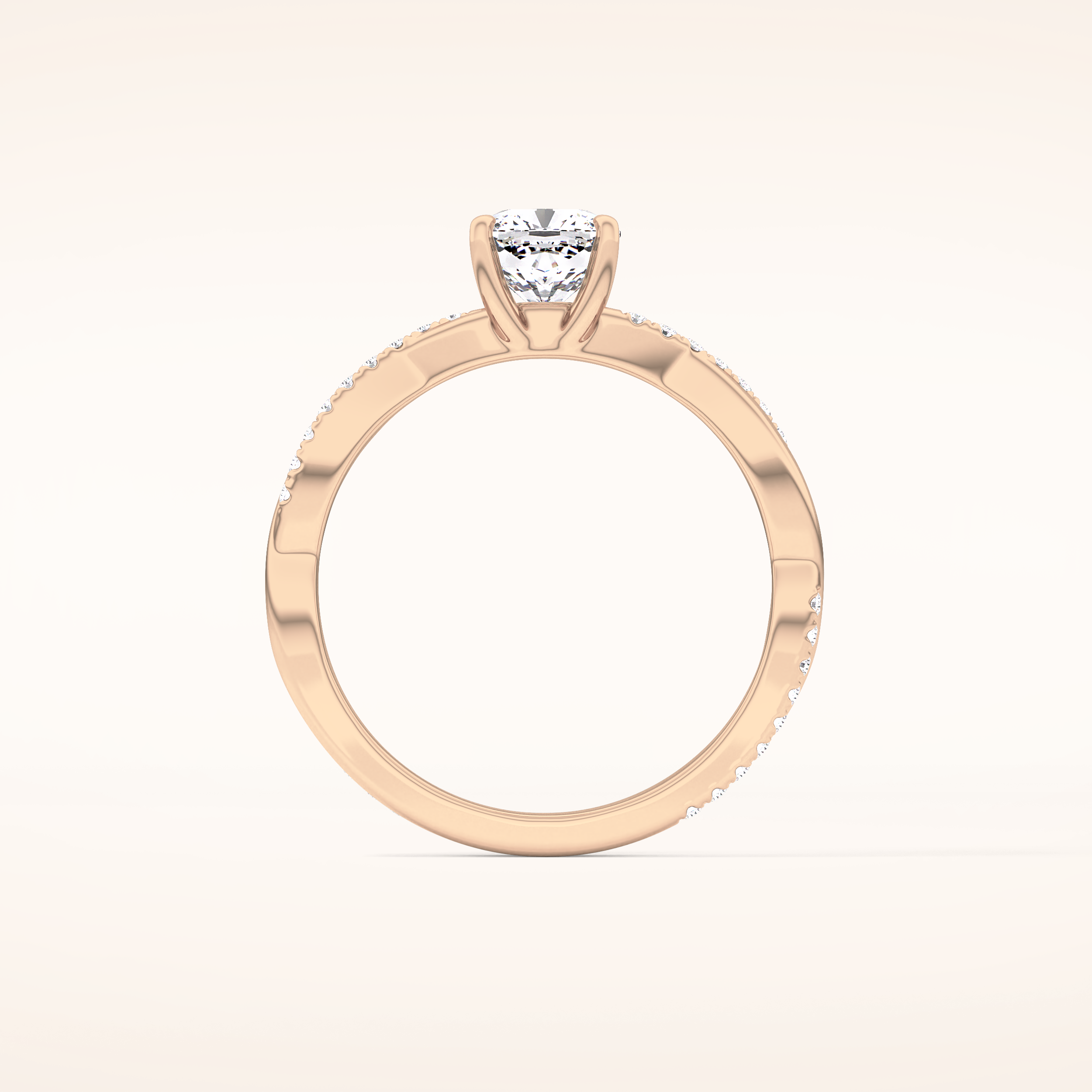 0.86 CT Cushion Shaped Criss-Cross Pave Moissanite Engagement Ring