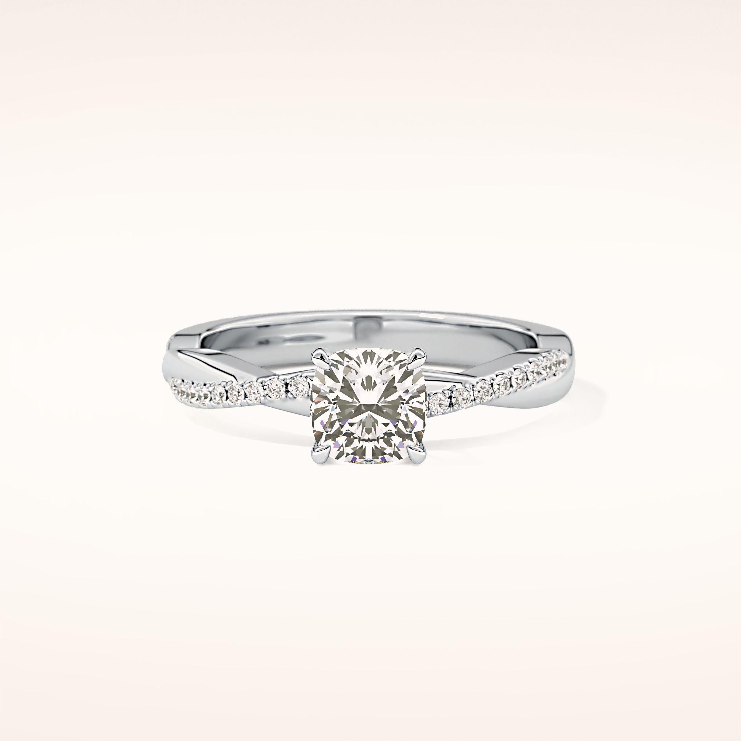 0.86 CT Cushion Shaped Criss-Cross Pave Moissanite Engagement Ring