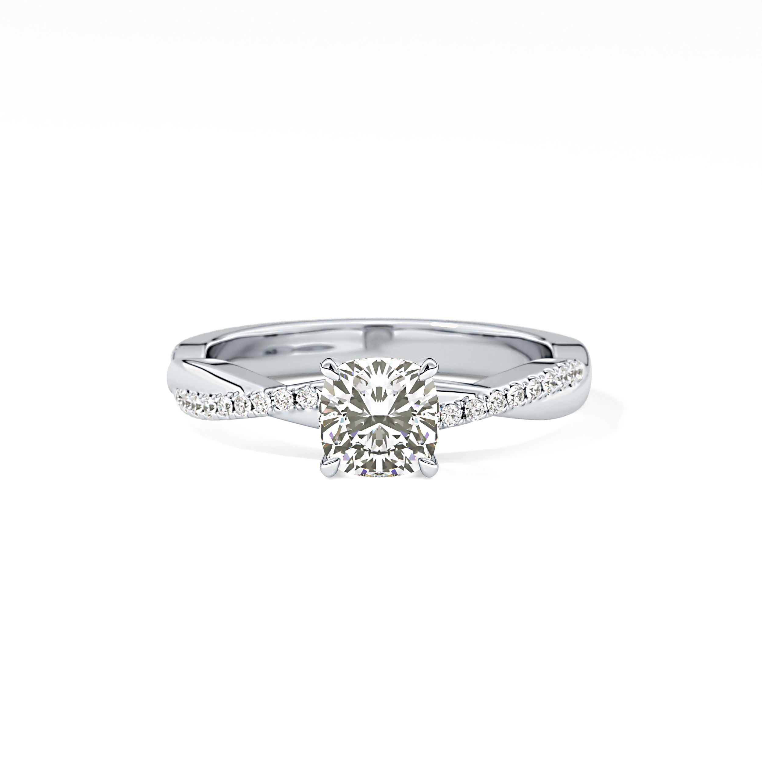 Cushion Criss Cross Pave Lab Grown Diamond Engagement Ring