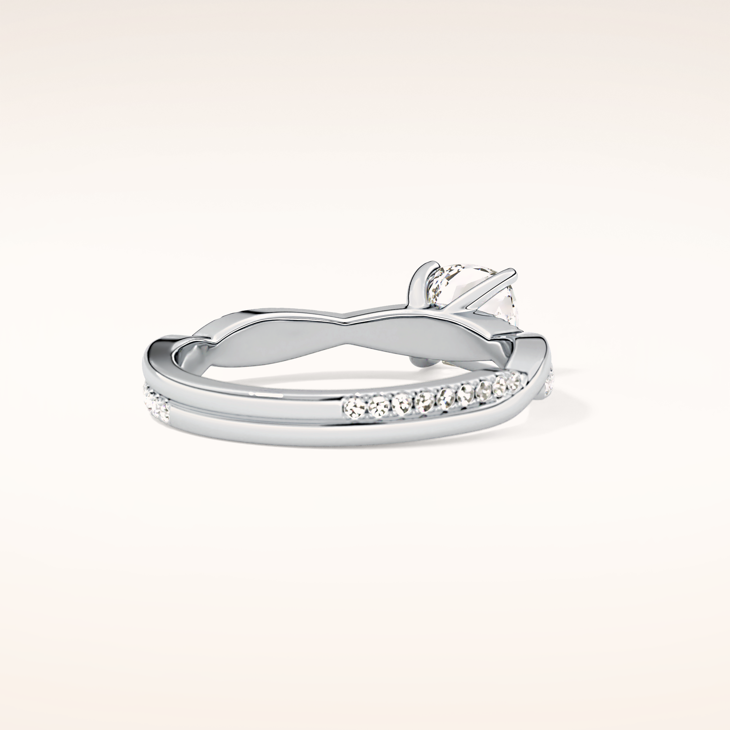 0.86 CT Cushion Shaped Criss-Cross Pave Moissanite Engagement Ring