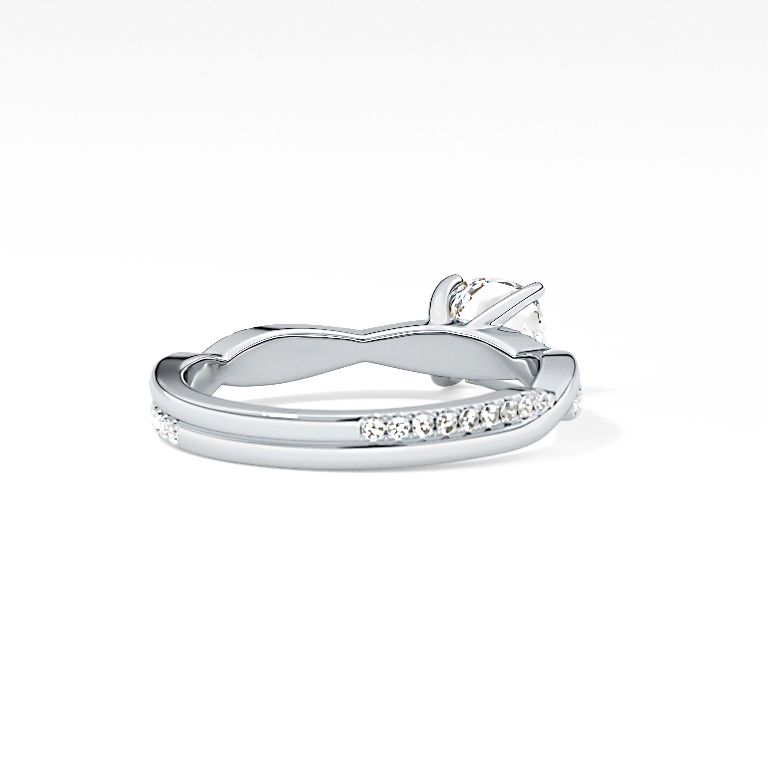 Cushion Criss Cross Pave Lab Grown Diamond Engagement Ring