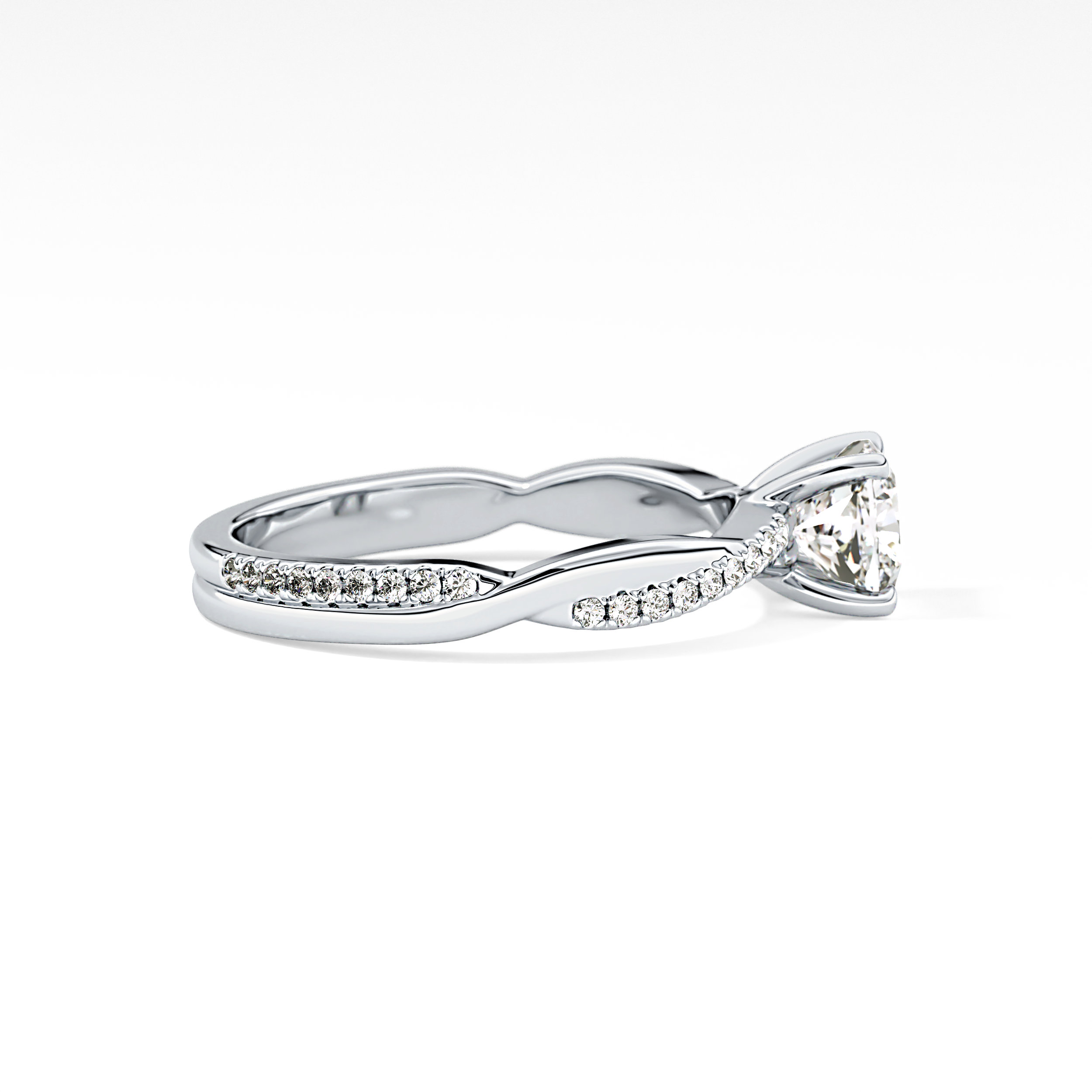 Cushion Criss Cross Pave Lab Grown Diamond Engagement Ring