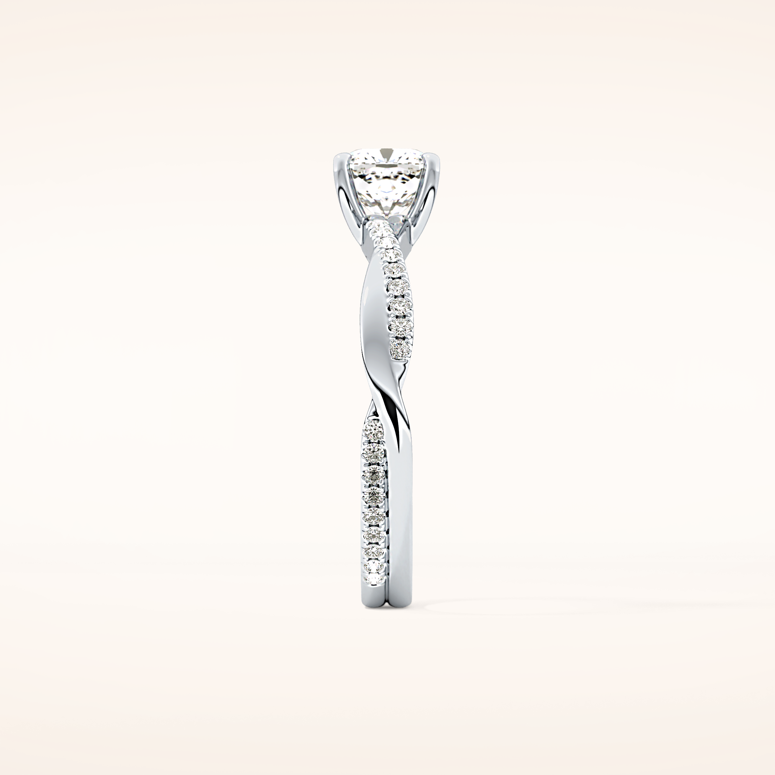 0.86 CT Cushion Shaped Criss-Cross Pave Moissanite Engagement Ring
