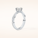 0.86 CT Cushion Shaped Criss-Cross Pave Moissanite Engagement Ring