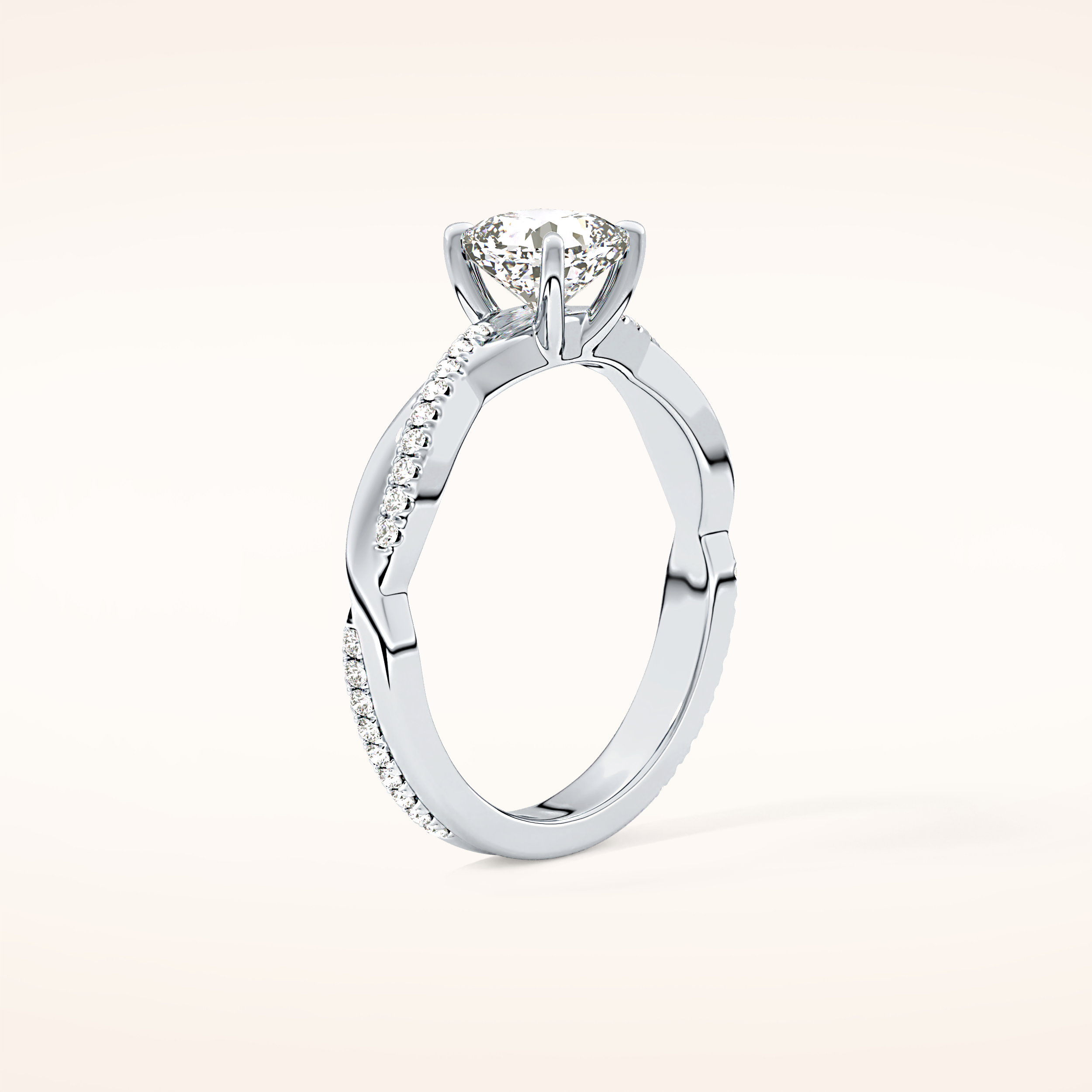 0.86 CT Cushion Shaped Criss-Cross Pave Moissanite Engagement Ring