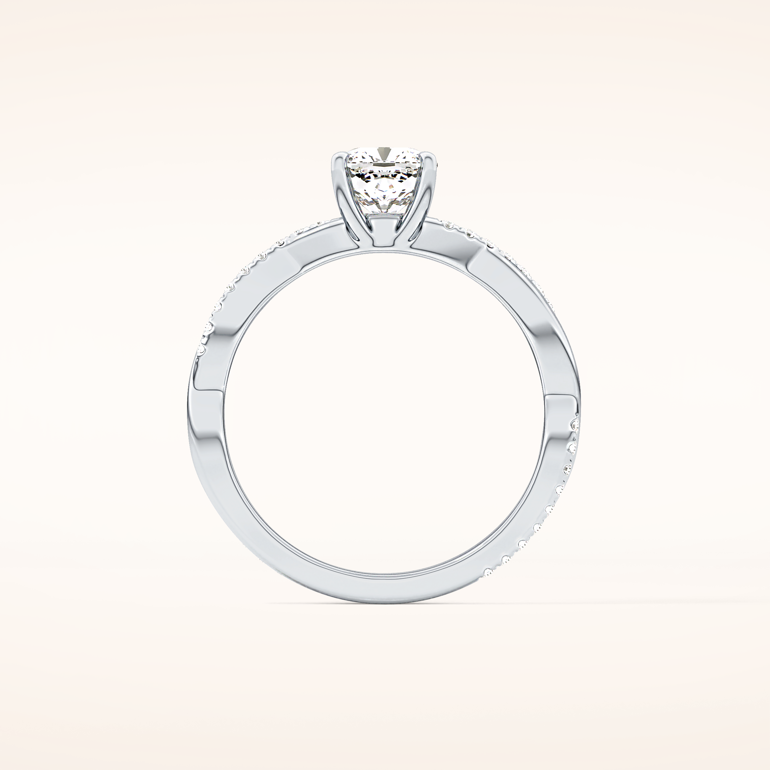 0.86 CT Cushion Shaped Criss-Cross Pave Moissanite Engagement Ring