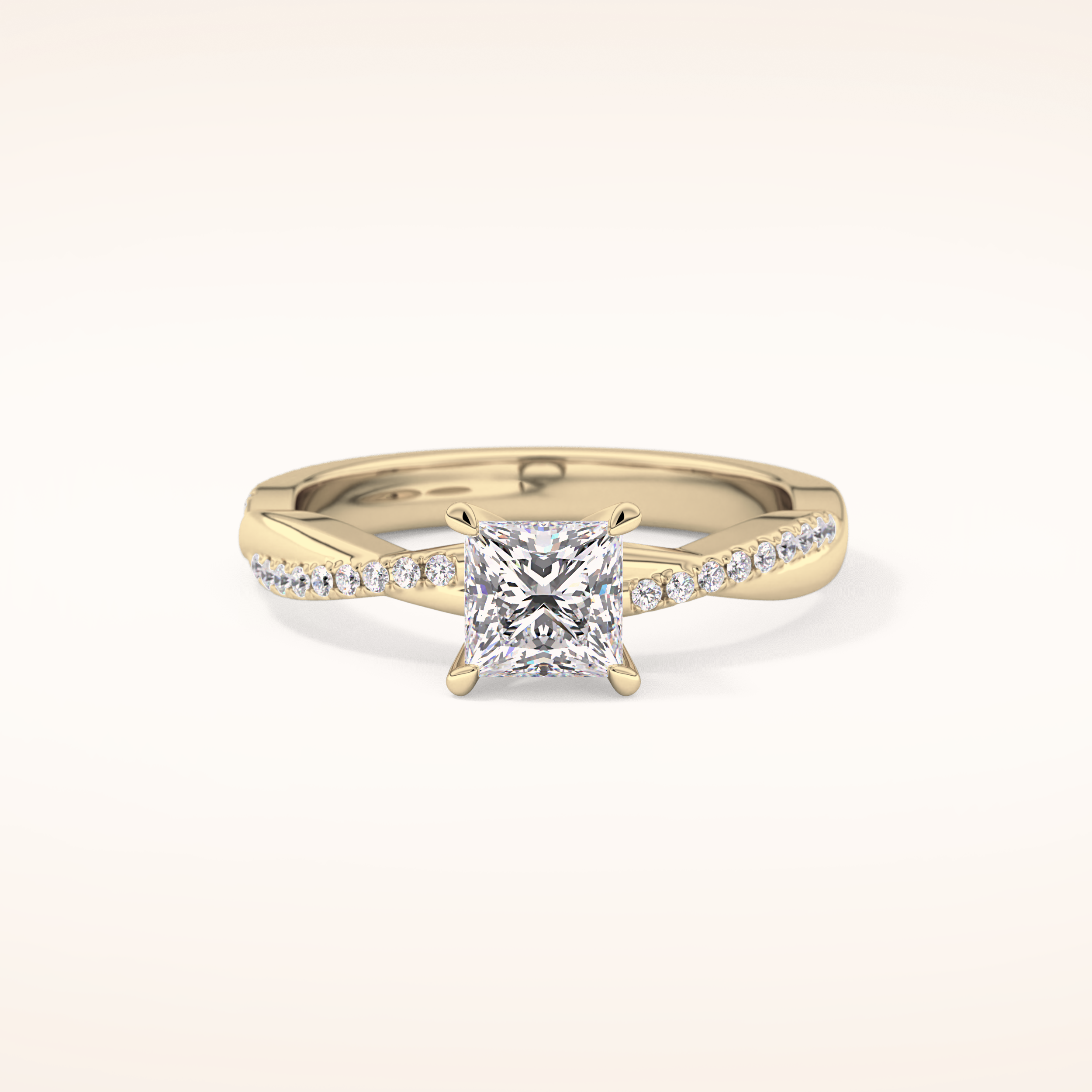 0.78 CT Princess Shaped Criss-Cross Pave Moissanite Engagement Ring