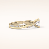 0.78 CT Princess Shaped Criss-Cross Pave Moissanite Engagement Ring