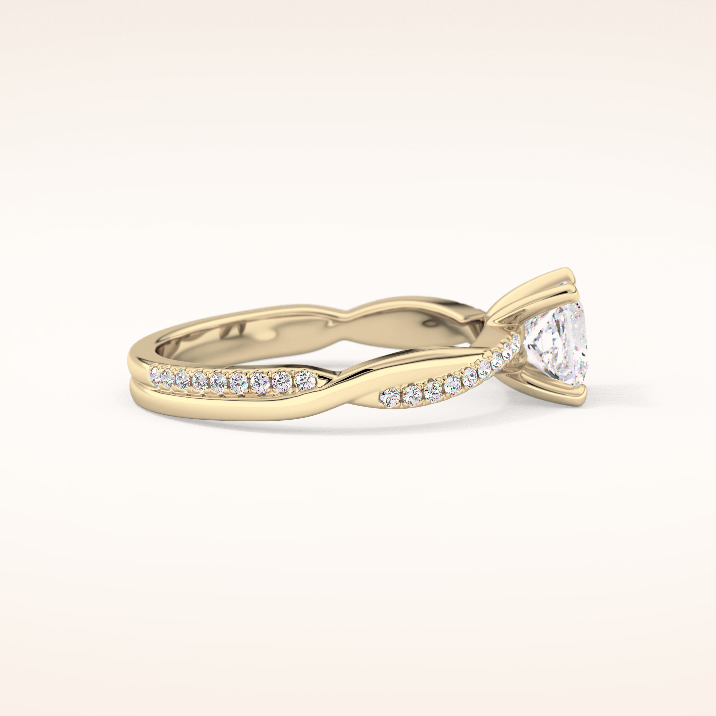 0.78 CT Princess Shaped Criss-Cross Pave Moissanite Engagement Ring