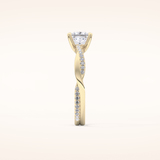 0.78 CT Princess Shaped Criss-Cross Pave Moissanite Engagement Ring