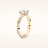 0.78 CT Princess Shaped Criss-Cross Pave Moissanite Engagement Ring