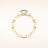 0.78 CT Princess Shaped Criss-Cross Pave Moissanite Engagement Ring