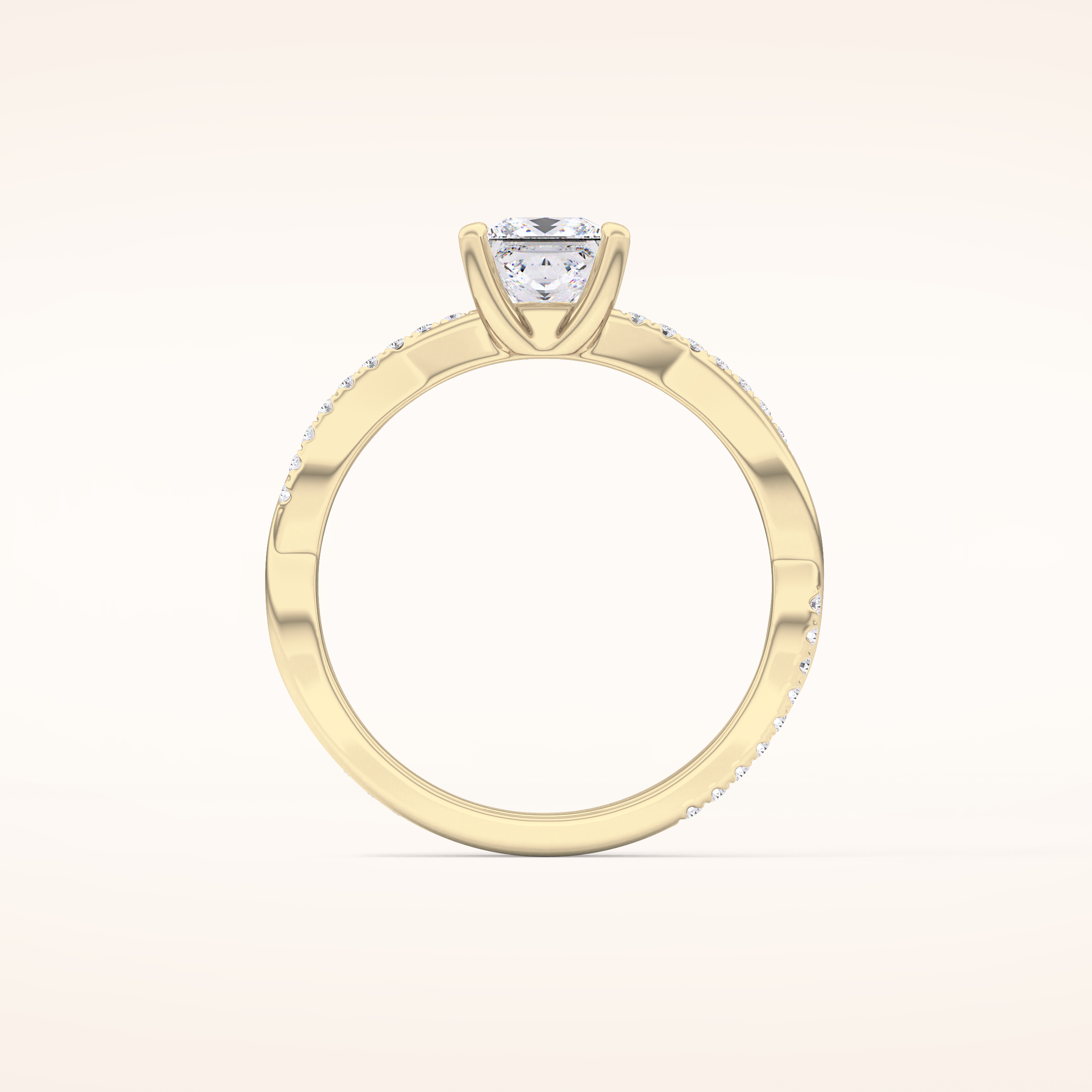 0.78 CT Princess Shaped Criss-Cross Pave Moissanite Engagement Ring