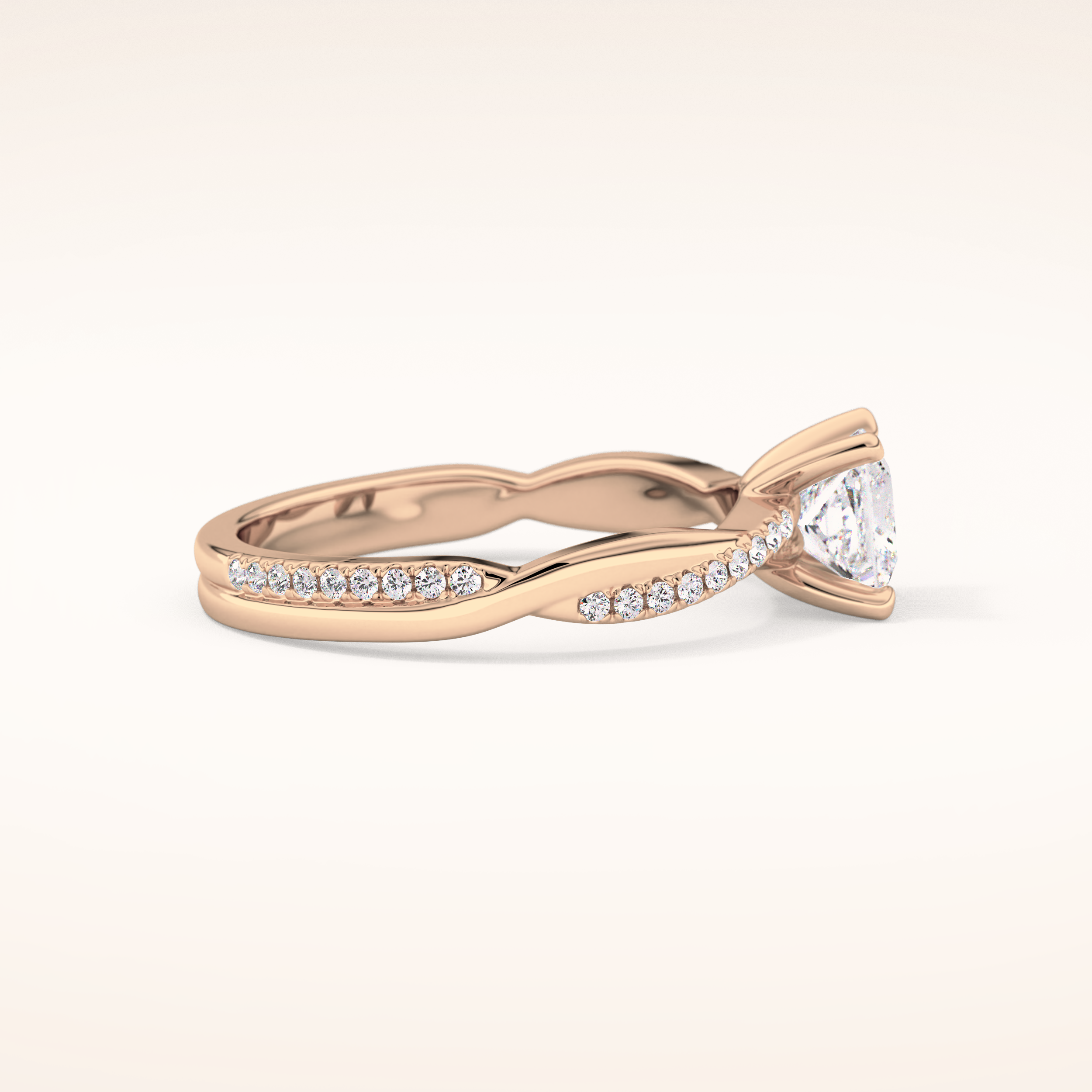 0.78 CT Princess Shaped Criss-Cross Pave Moissanite Engagement Ring