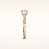 0.78 CT Princess Shaped Criss-Cross Pave Moissanite Engagement Ring