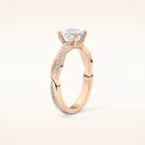 0.78 CT Princess Shaped Criss-Cross Pave Moissanite Engagement Ring