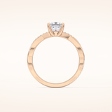 0.78 CT Princess Shaped Criss-Cross Pave Moissanite Engagement Ring