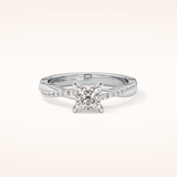 0.78 CT Princess Shaped Criss-Cross Pave Moissanite Engagement Ring