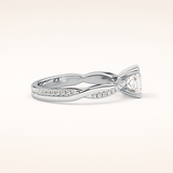 0.78 CT Princess Shaped Criss-Cross Pave Moissanite Engagement Ring