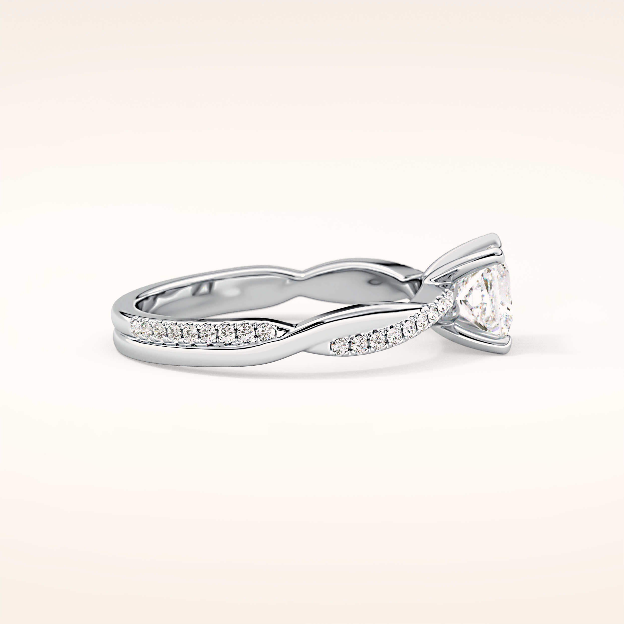 0.78 CT Princess Shaped Criss-Cross Pave Moissanite Engagement Ring