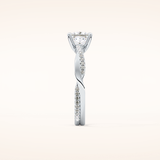 0.78 CT Princess Shaped Criss-Cross Pave Moissanite Engagement Ring