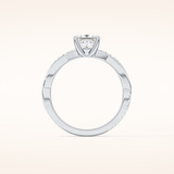 0.78 CT Princess Shaped Criss-Cross Pave Moissanite Engagement Ring