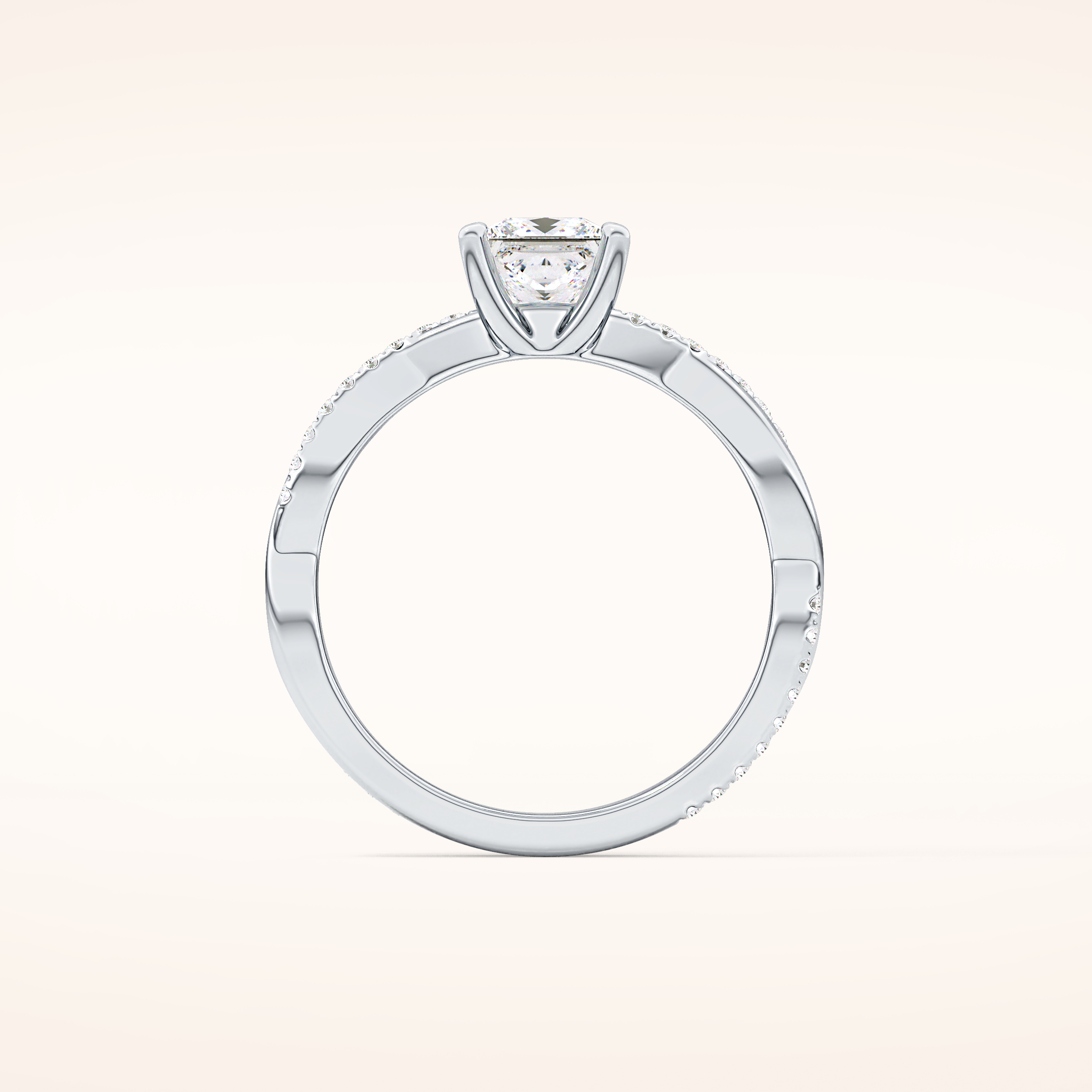 0.78 CT Princess Shaped Criss-Cross Pave Moissanite Engagement Ring