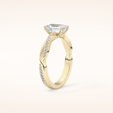 1.02 CT Emerald Shaped Criss-Cross Pave Moissanite Engagement Ring