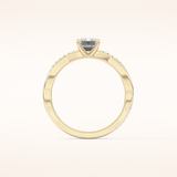 1.02 CT Emerald Shaped Criss-Cross Pave Moissanite Engagement Ring