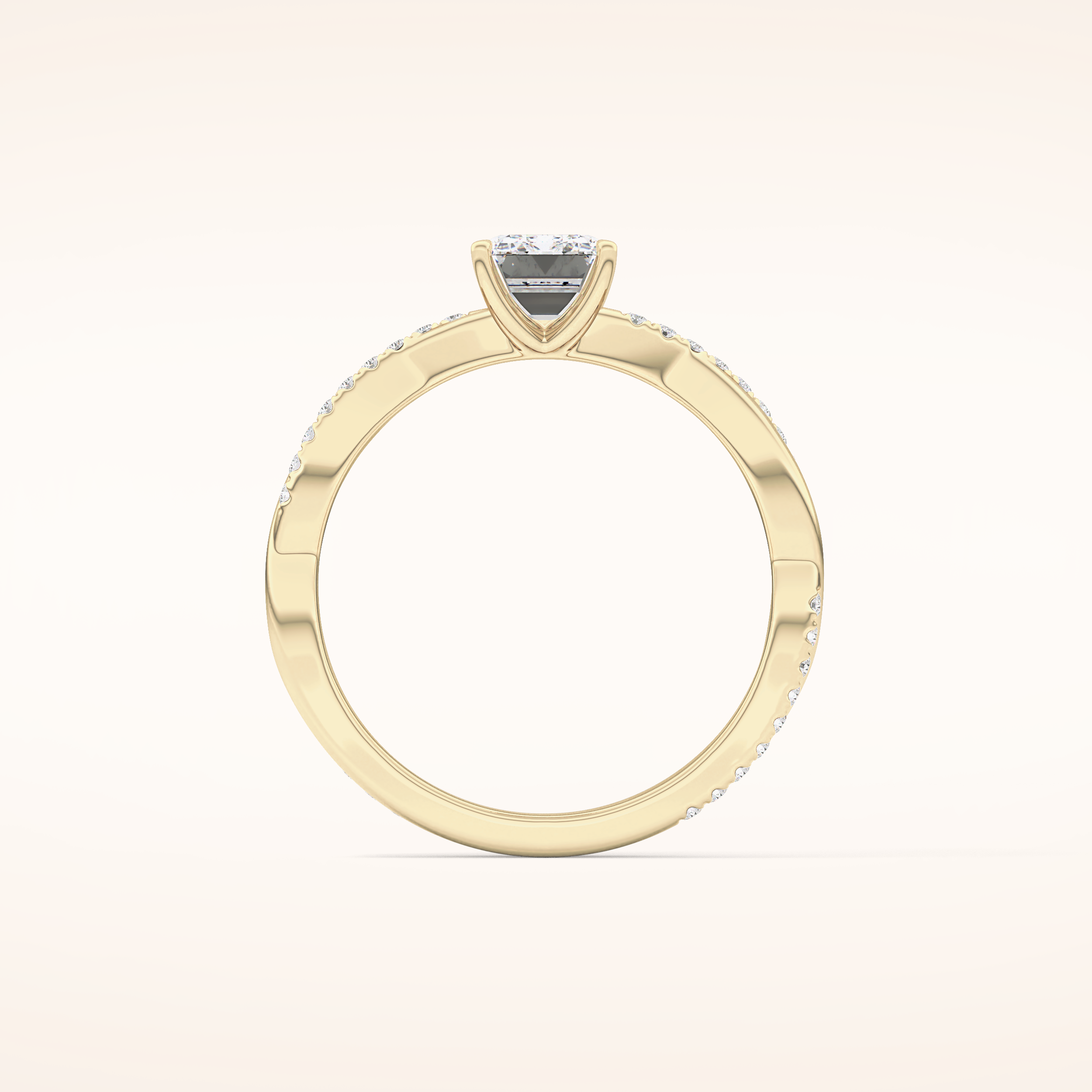 1.02 CT Emerald Shaped Criss-Cross Pave Moissanite Engagement Ring