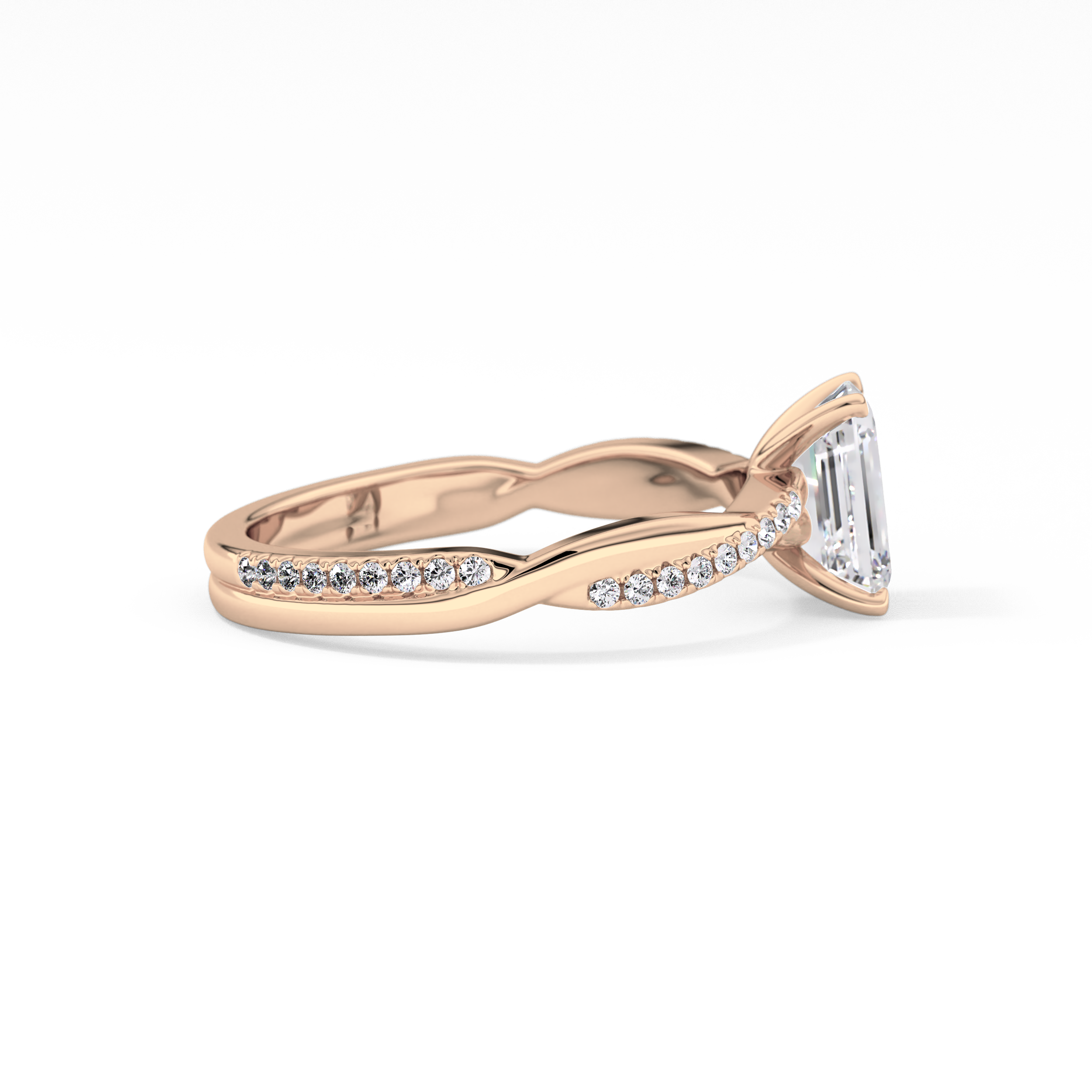 Emerald Pave Lab Grown Diamond Engagement Ring
