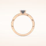 0.65 CT Emerald Shaped Criss-Cross Pave Moissanite Engagement Ring