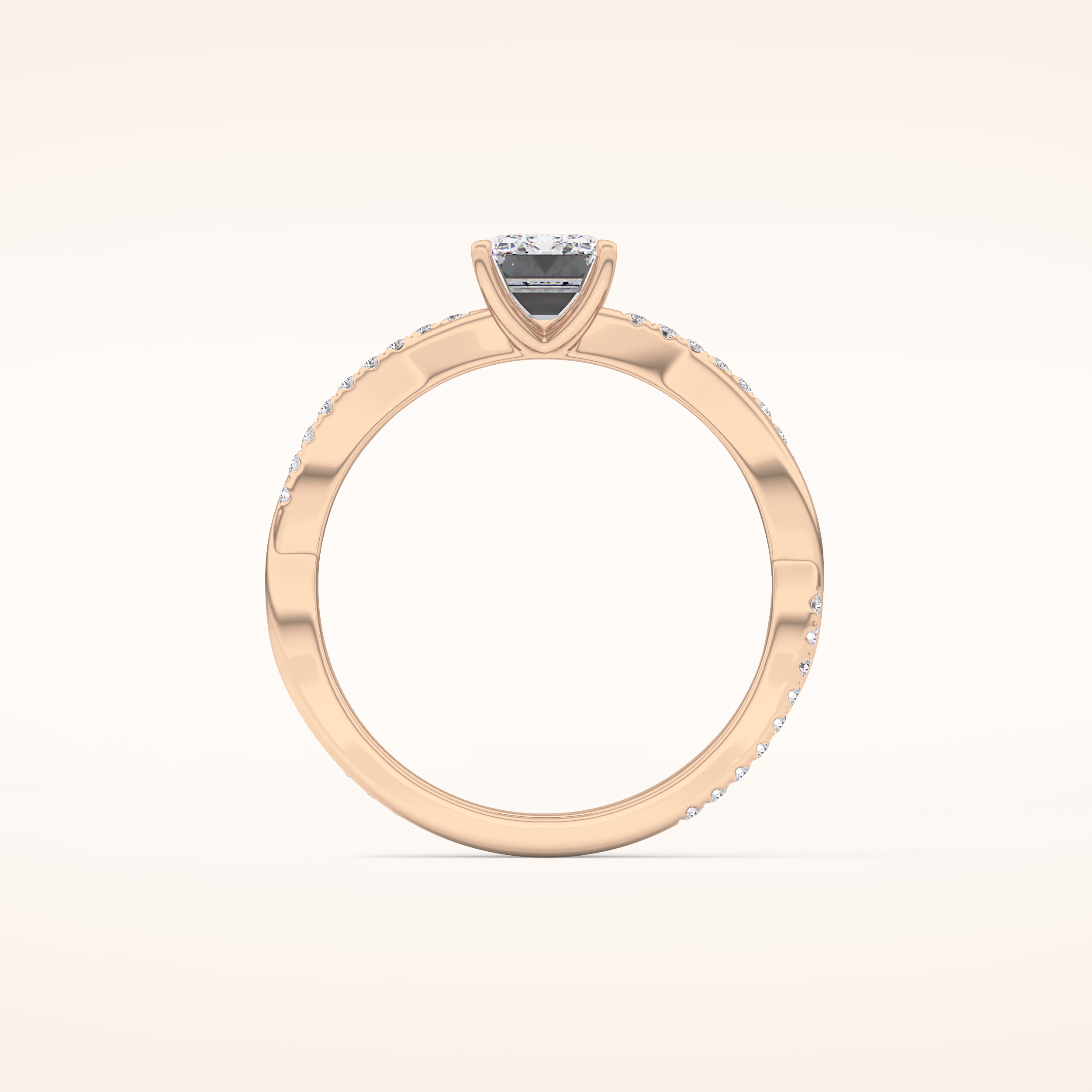 0.65 CT Emerald Shaped Criss-Cross Pave Moissanite Engagement Ring