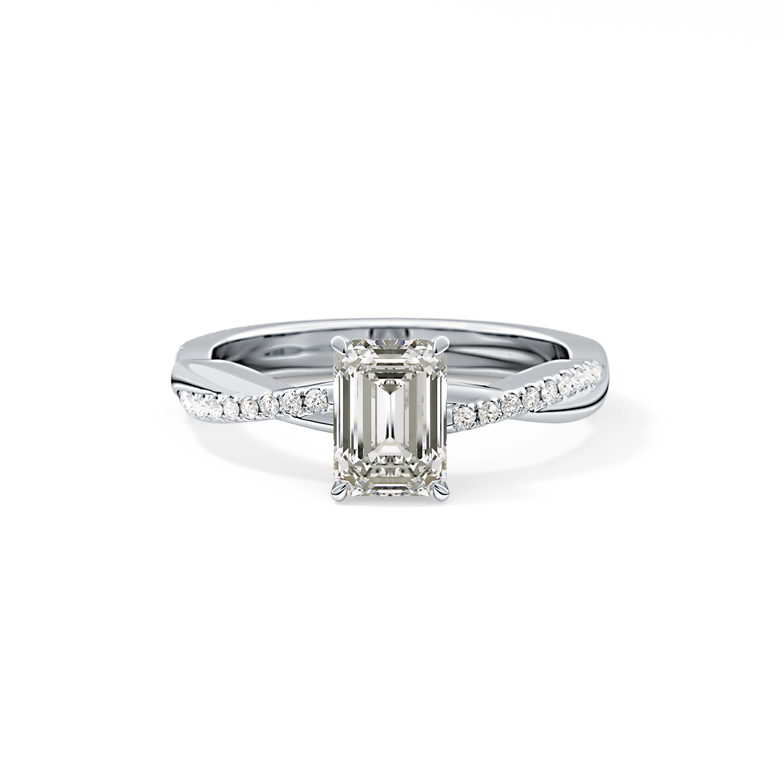 Emerald Pave Lab Grown Diamond Engagement Ring