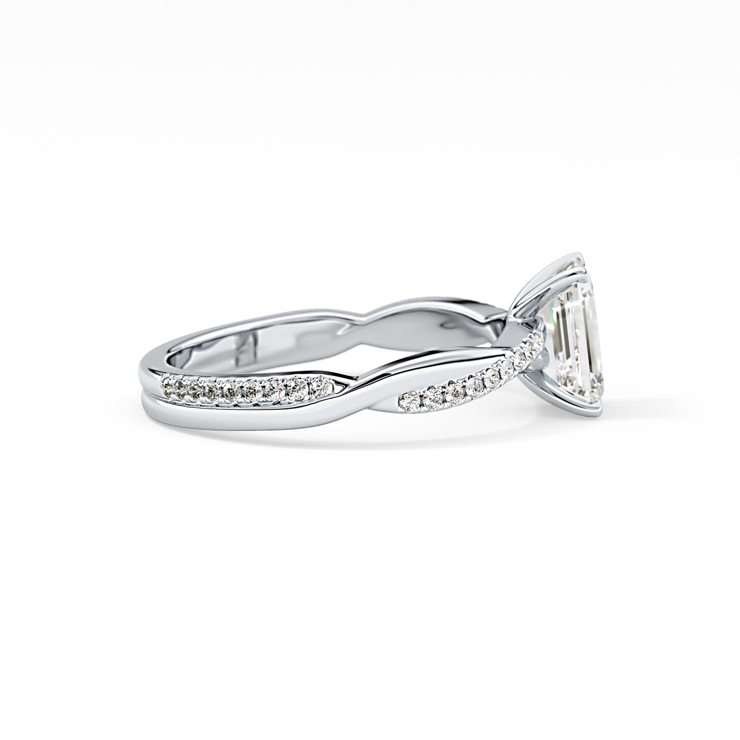 Emerald Pave Lab Grown Diamond Engagement Ring