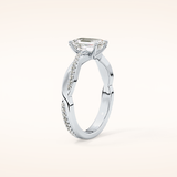 0.65 CT Emerald Shaped Criss-Cross Pave Moissanite Engagement Ring
