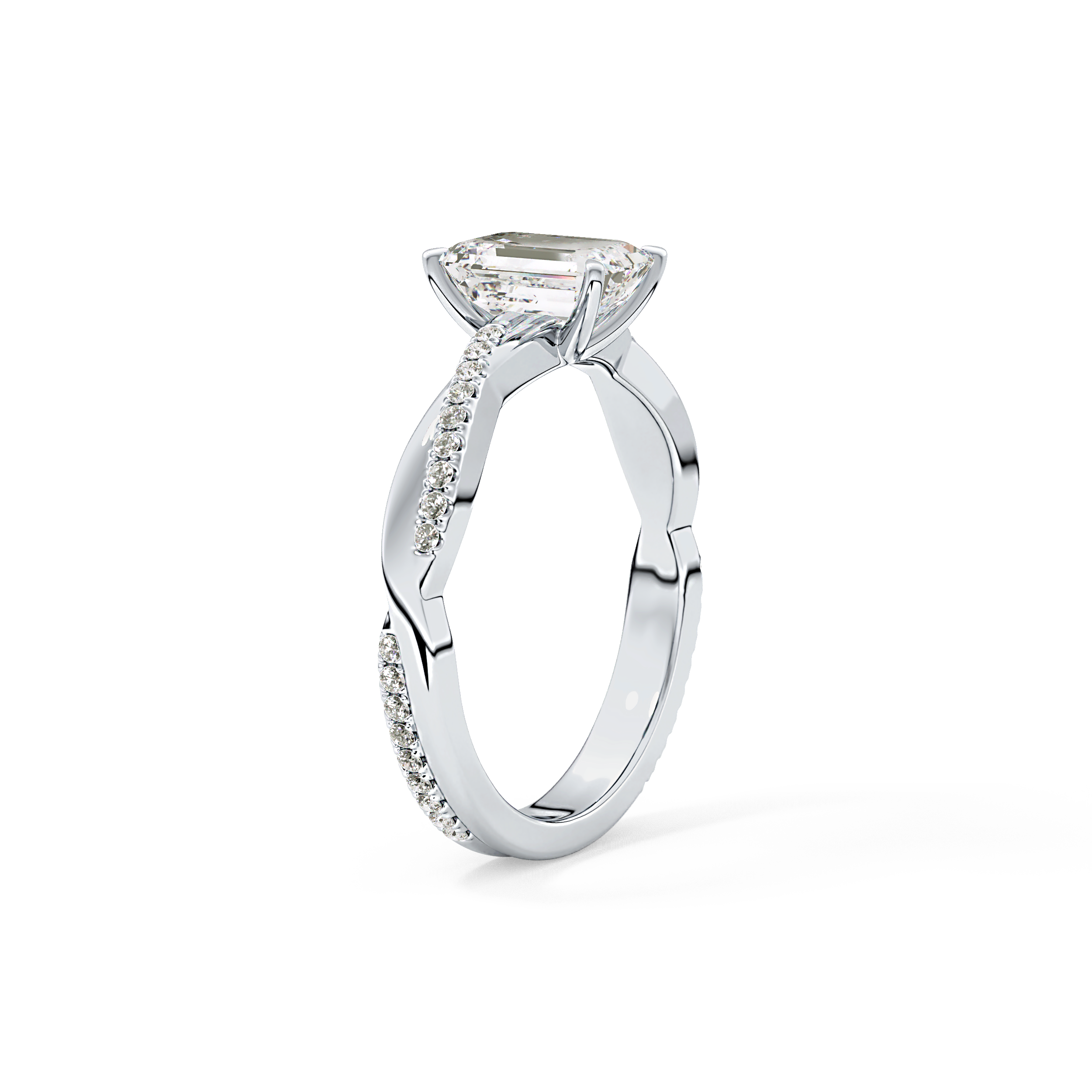 Emerald Pave Lab Grown Diamond Engagement Ring