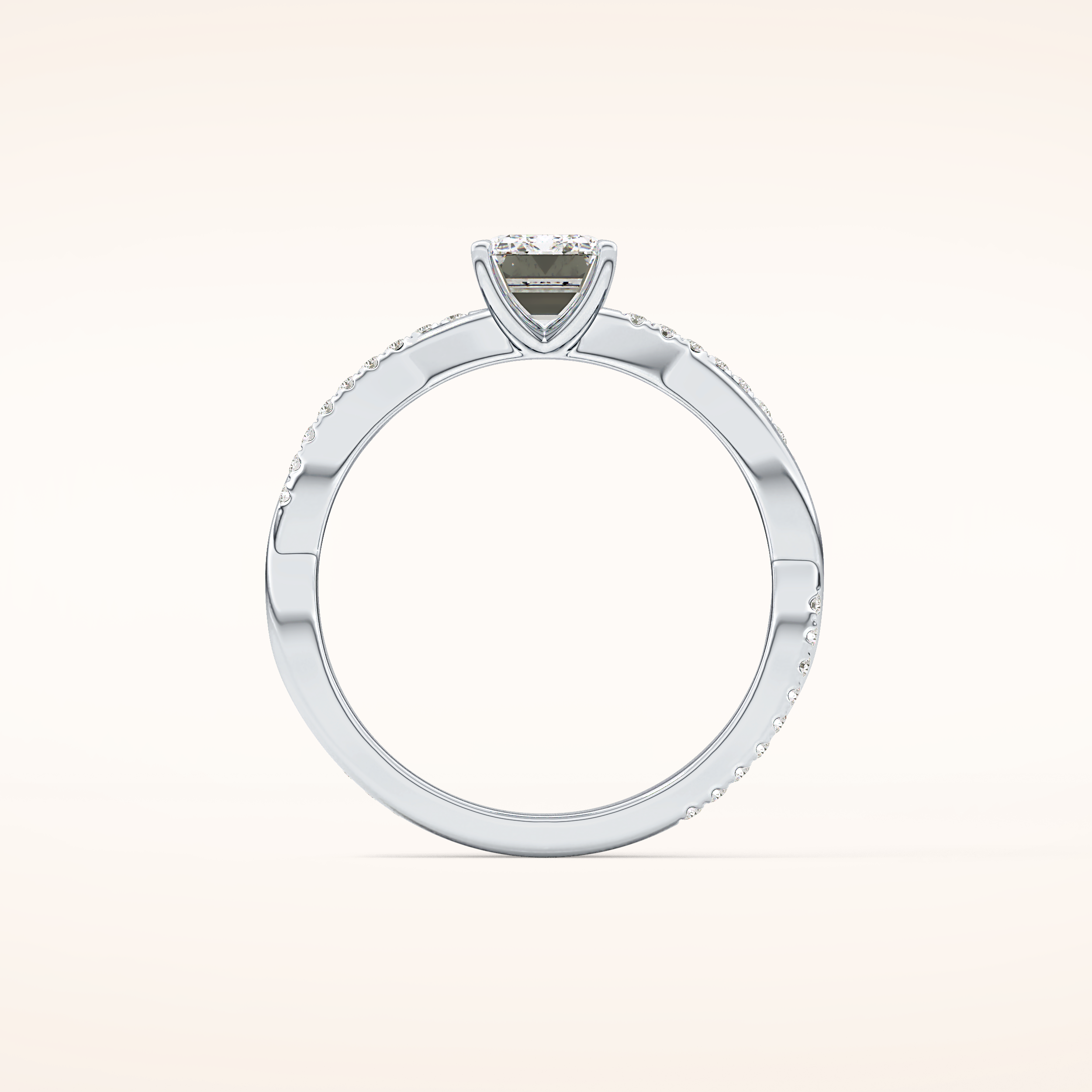 0.65 CT Emerald Shaped Criss-Cross Pave Moissanite Engagement Ring