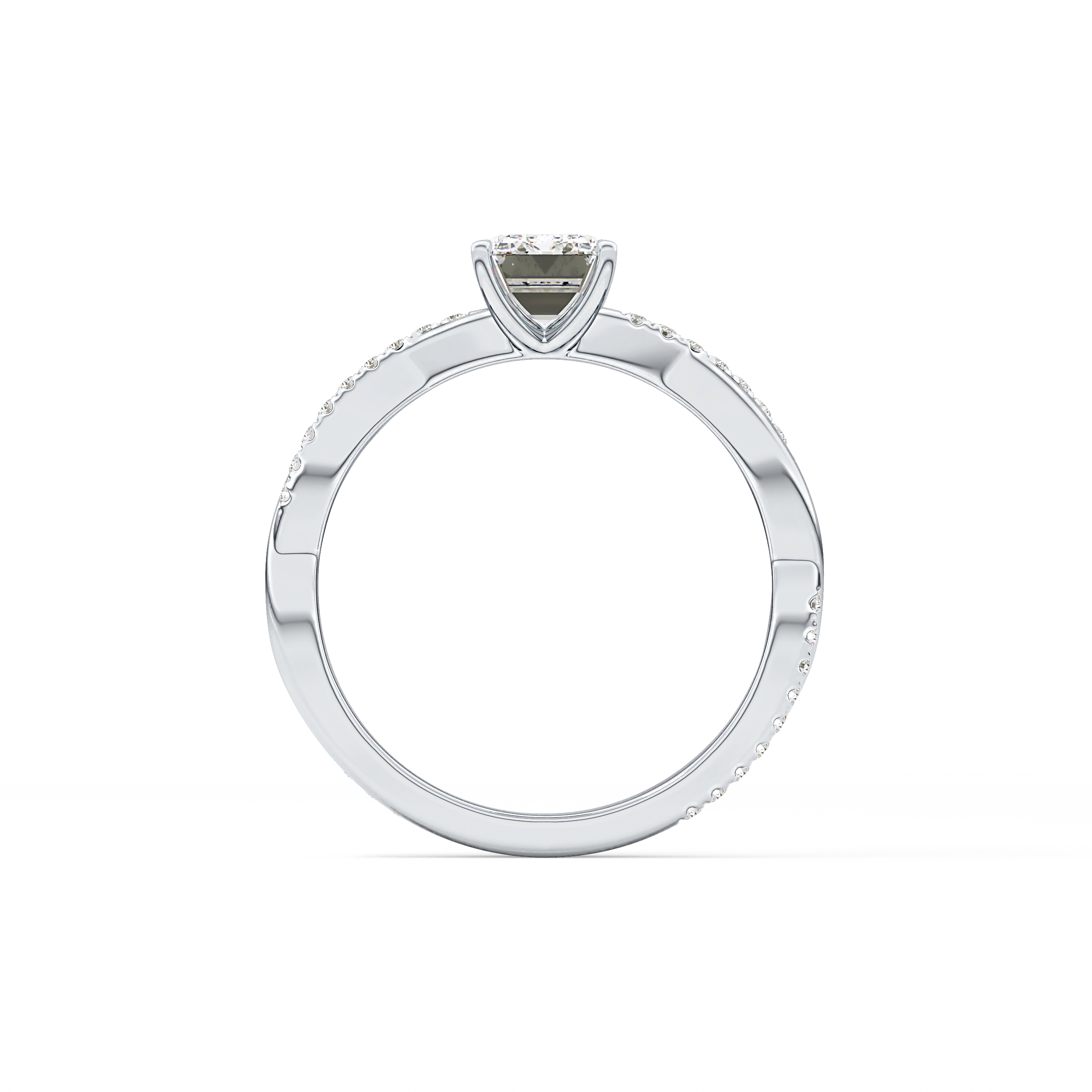 Emerald Pave Lab Grown Diamond Engagement Ring