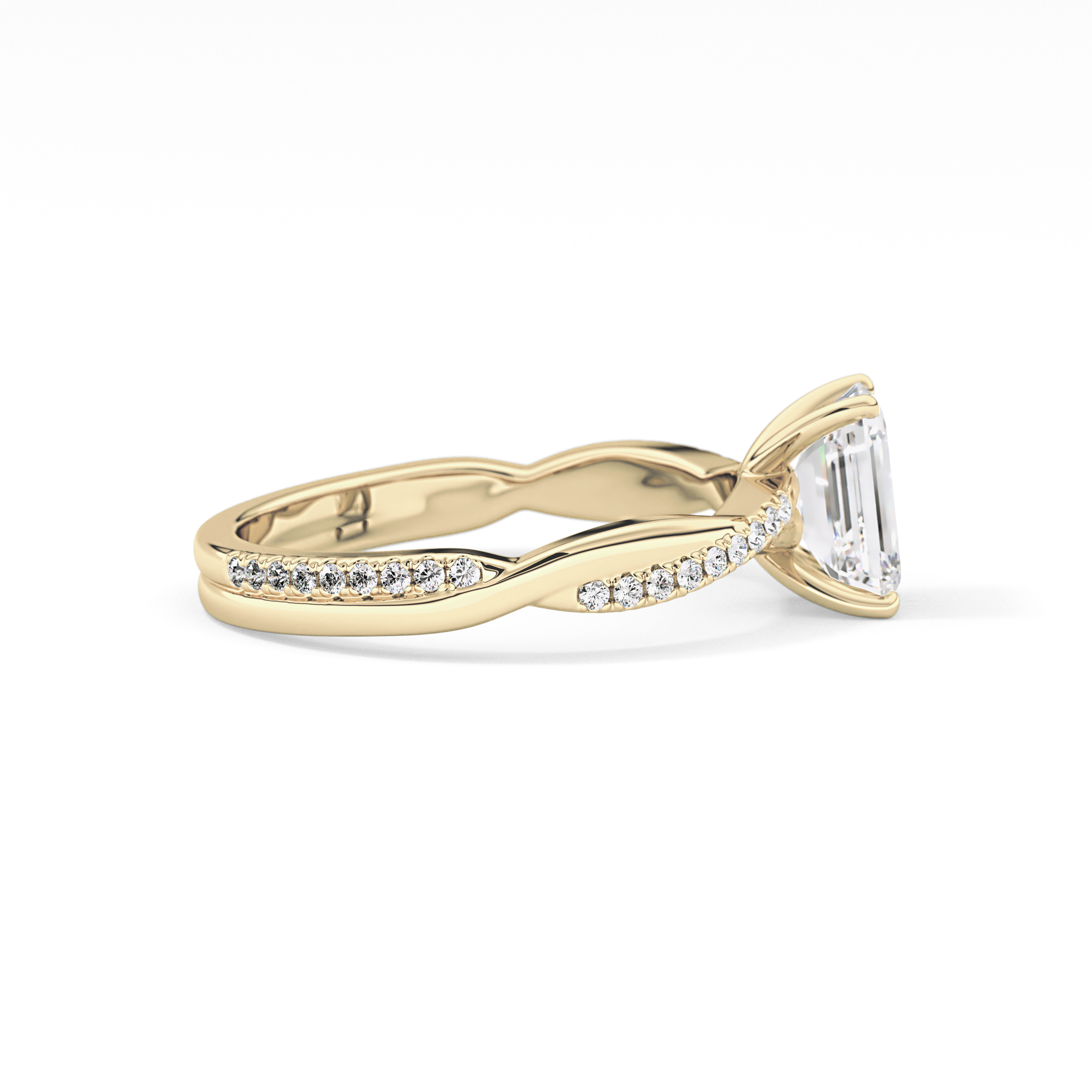 Emerald Pave Lab Grown Diamond Engagement Ring