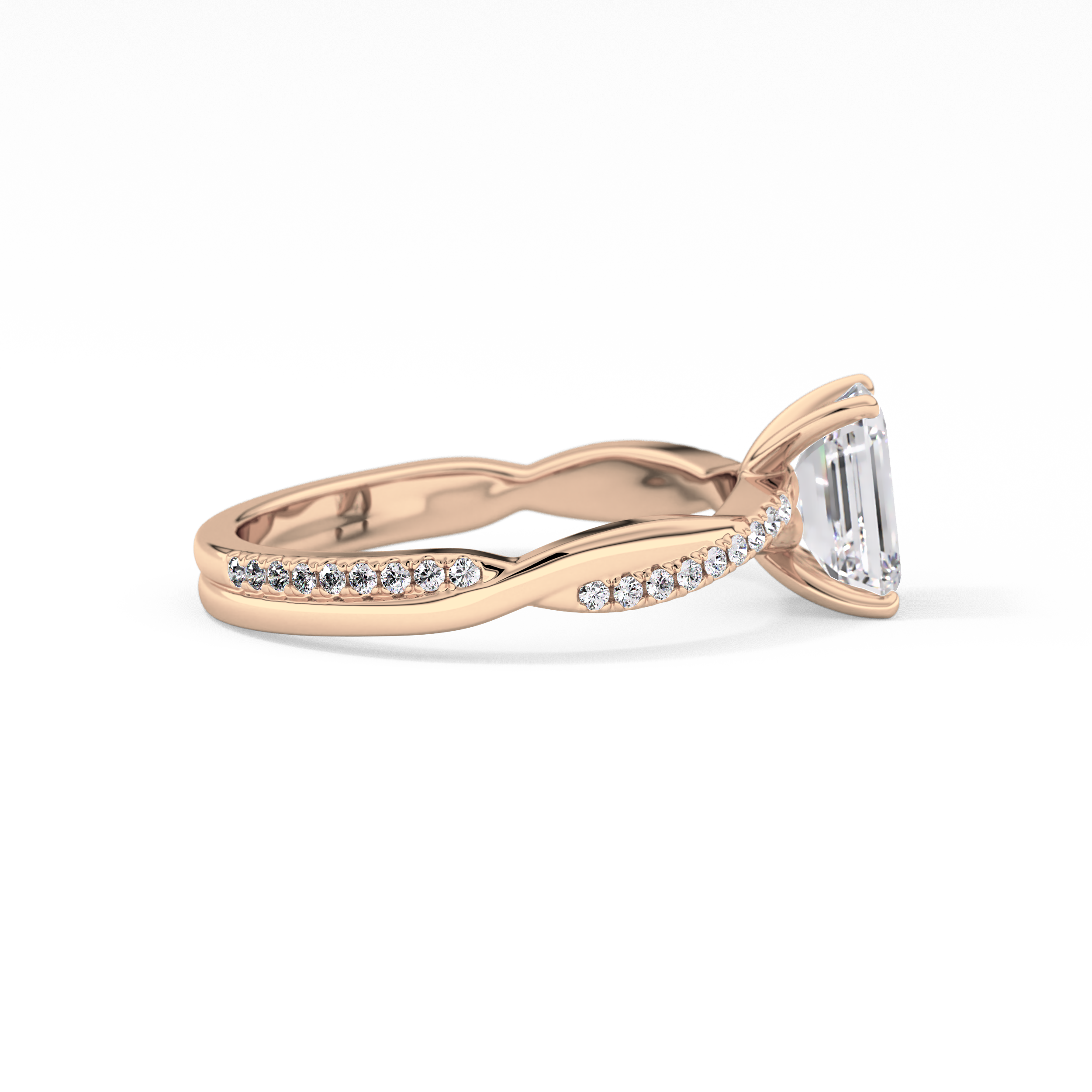 Emerald Pave Lab Grown Diamond Engagement Ring