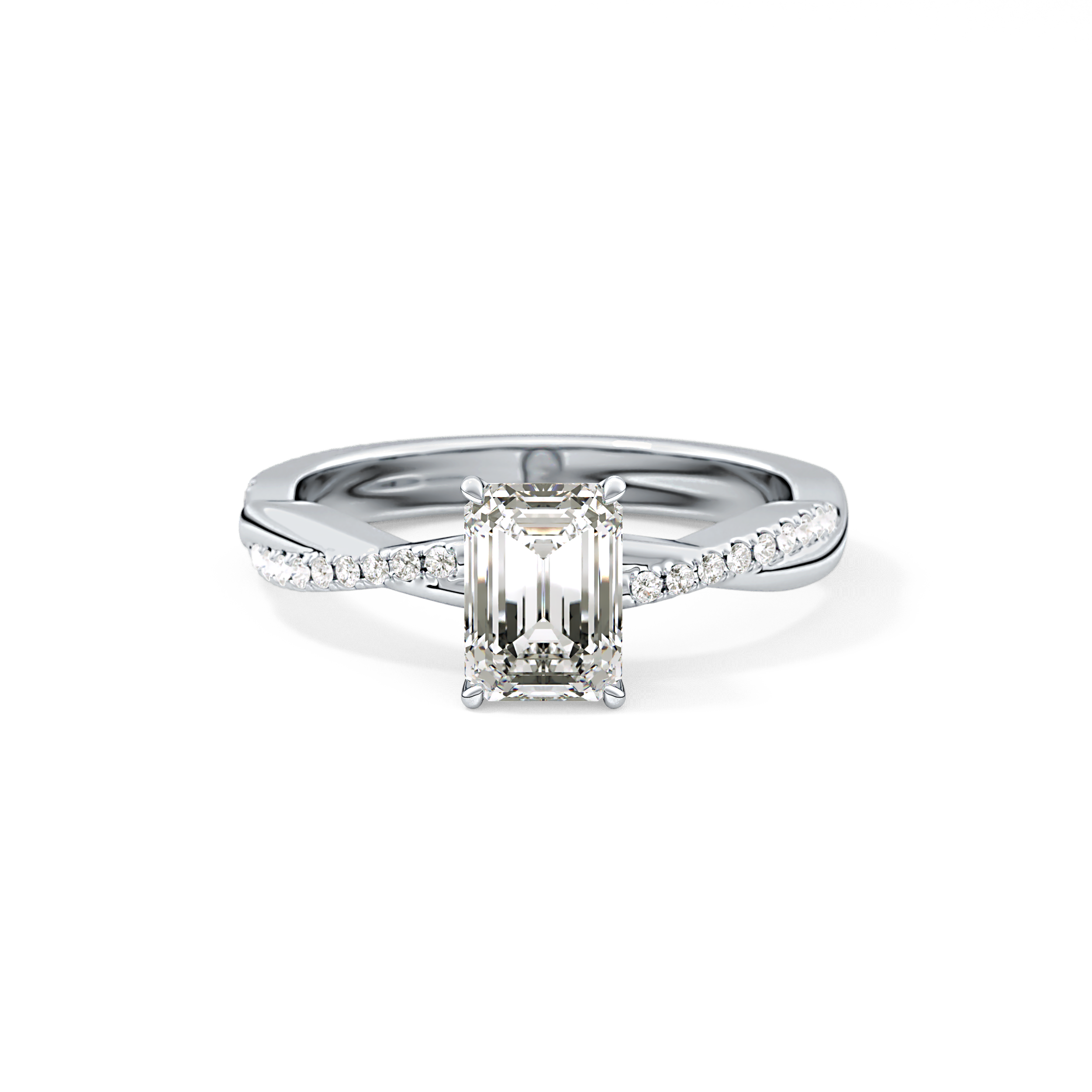 Emerald Pave Lab Grown Diamond Engagement Ring